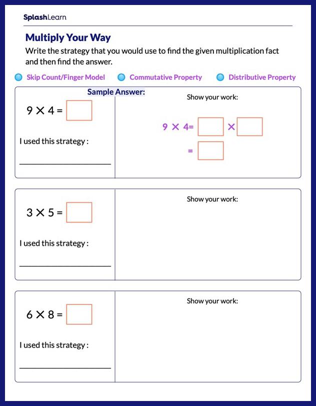 Choose Your own Multiplication Strategy Worksheet